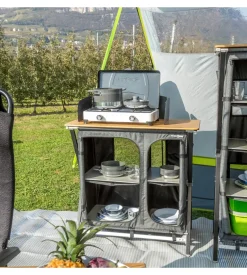 Cucina da campeggio pieghevole brunner "mercury cross cooker hwt sq" in alluminio e poliestere grigio 2 scomparti 92x49x90 cm