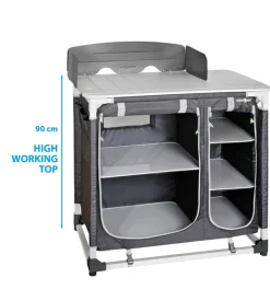 Cucina da campeggio pieghevole brunner "azabache ct square" in alluminio e poliestere nero 2 scomparti 85x52x90 cm