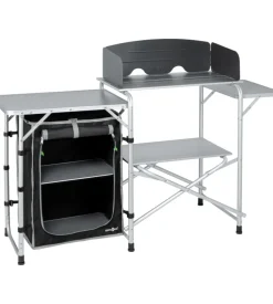 Cucina da campeggio pieghevole brunner "snack easy black" in alluminio e poliestere nero 1 scomparto 141x50x80,5 cm
