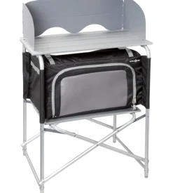 Cucina da campeggio pieghevole brunner "snack basic" in alluminio e poliestere nero 1 scomparto 62x46x90/109 cm