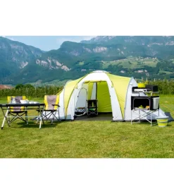 Cucina da campeggio pieghevole brunner "snack basic" in alluminio e poliestere nero 1 scomparto 62x46x90/109 cm