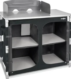 Cucina da campeggio pieghevole brunner "azabache daily ct" in alluminio e poliestere grigio 2 scomparti 102x50,5x84 cm