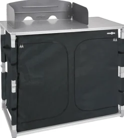Cucina da campeggio pieghevole brunner "azabache daily ct" in alluminio e poliestere grigio 2 scomparti 102x50,5x84 cm