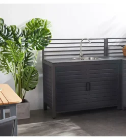 Cucina da esterno modulare elica garden "oklahoma 2" con lavello in alluminio antracite 90x62x125 cm