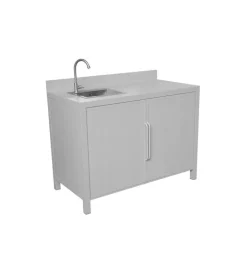 Cucina da esterno modulare solaria "modulo 1" in alluminio grigio chiaro con lavello 120x60x90 cm