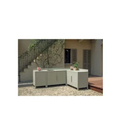 Cucina da esterno modulare solaria "modulo 1" in alluminio grigio chiaro con lavello 120x60x90 cm
