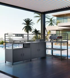 Cucina da esterno modulare ompagrill "modulo 3" in alluminio nero 61,5x61,5x130 cm