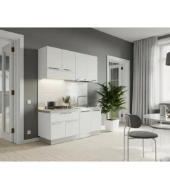 Cucina "woody" bianca elettrodomestici inclusi, 160x60x211 cm
