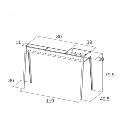 Cuocispiedini a carbonella lisa "torino 80+40" con kit paratia 119x49,5x91 cm