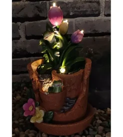 Decorazione vaso solare da giardino eurogarden con illuminazione leed bianco caldo, 20,5x18x32 cm
