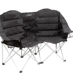 Divano 2 persone da campeggio brunner "action sofa rendez-vous" in alluminio e poliestere nero 147x65x44/99 cm