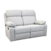 Divano 2 posti "annika" con recliner manuale in tessuto grigio, 145x93x101 cm