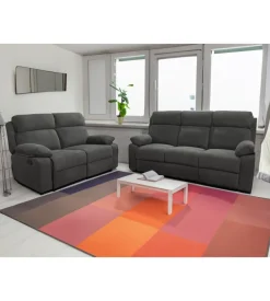 Divano 3 posti bellahome "annika" con 2 recliner grigio canna di fucile 198x93x101 cm