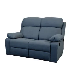 Divano 2 posti bellahome "annika" con recliner manuale in tessuto blu, 145x93x101 cm