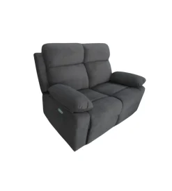 Divano 2 posti bellahome "annika" con 2 recliner grigio canna di fucile 145x93x101cm