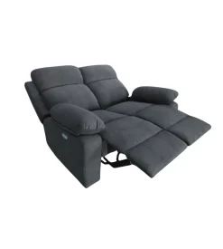 Divano 2 posti bellahome "annika" con 2 recliner grigio canna di fucile 145x93x101cm