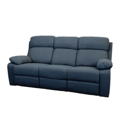 Divano 3 posti bellahome "annika" con recliner manuale in tessuto blu, 198x93x101 cm