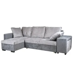 Divano angolare bellahome "jessy" con contenitore, pouf e penisola sinistra 247x155x94 cm