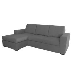 Divano con penisola reversibile bellahome "bologna" grigio tessuto sfoderabile e antimacchia, 235x165x88 cm