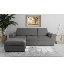 Divano con penisola reversibile bellahome "bologna" grigio tessuto sfoderabile e antimacchia, 235x165x88 cm