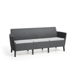 Divano da esterno a 3 posti "salemo lounge" colore grafite, 187x66,5x76 cm - keter