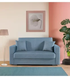 Divano letto "afrodite" 2 posti grigio-blu 155x80x87 cm