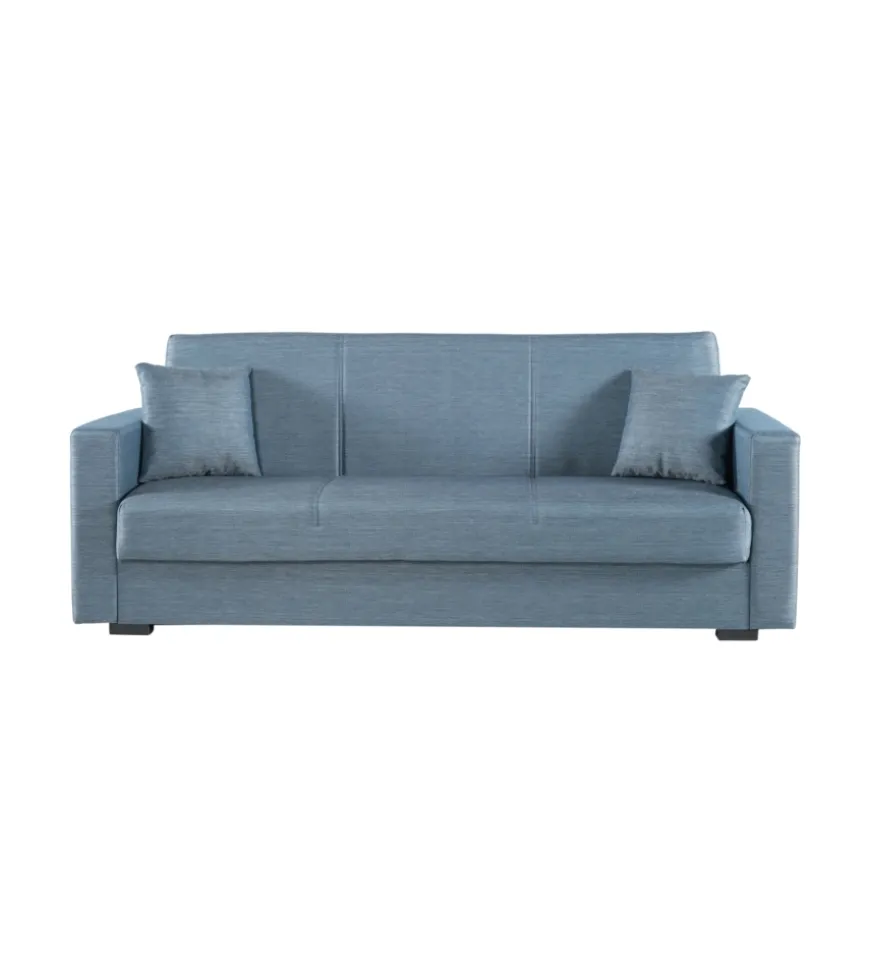 Divano letto "afrodite" 3 posti in tessuto grigio-blu 212x80x87 cm