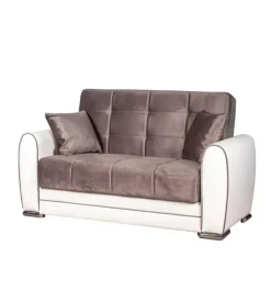Divano letto "apollo" 2 posti in ecopelle grigio e bianco, 163x84x91 cm