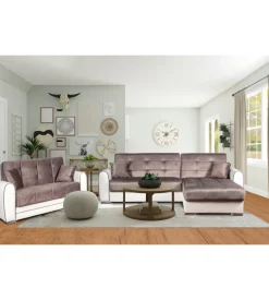 Divano letto "apollo" 2 posti in ecopelle grigio e bianco, 163x84x91 cm
