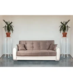 Divano letto "apollo" 3 posti in ecopelle grigio e bianco, 220x84x91 cm