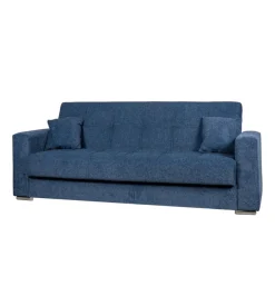 Divano letto "atena" 3 posti in tessuto blu scuro, 226x85x92 cm