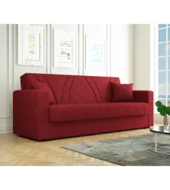 Divano letto bellahome "ibiza" 3 posti tessuto rosso, 214x89x81 cm