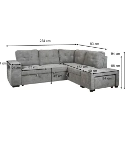 Divano letto con penisola a destra bellahome 