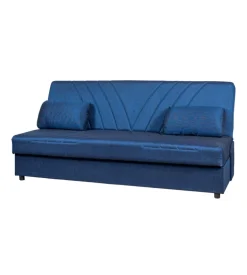 Divano letto "fiji" 3 posti in tessuto blu con cassettone contenitore, 183x81x89 cm
