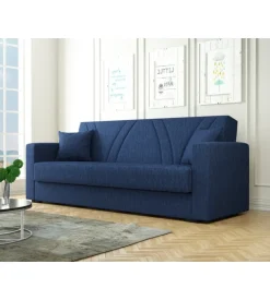 Divano letto "ibiza" 3 posti tessuto blue jeans, 214x81x89 cm