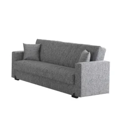 Divano letto "mali" 3 posti in tessuto grigio con cassettone, 212x74x83 cm