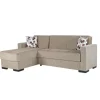 Divano letto "merlin" con cassettone e penisola reversibile beige, 225x150x81 cm