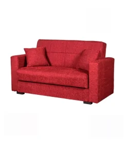 Divano letto "nora" 2 posti in tessuto rosso, 155x80x87 cm