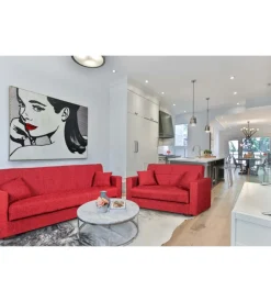 Divano letto "nora" 2 posti in tessuto rosso, 155x80x87 cm