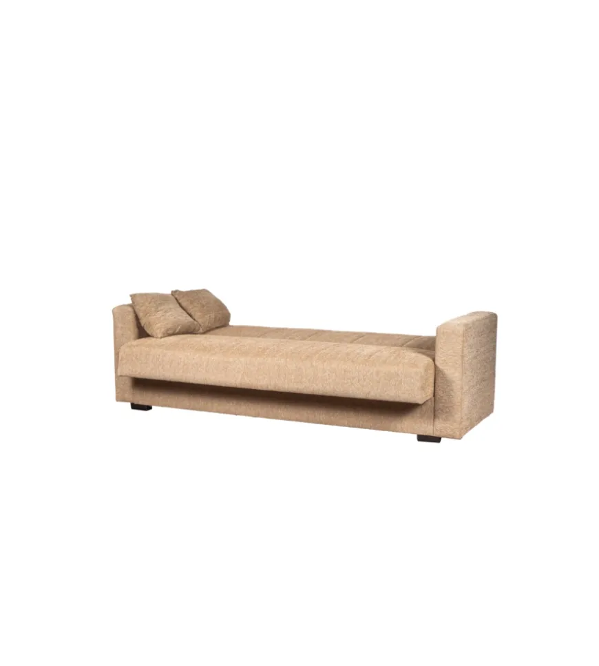 Divano letto "nora" 3 posti tessuto beige, 212x80x87 cm