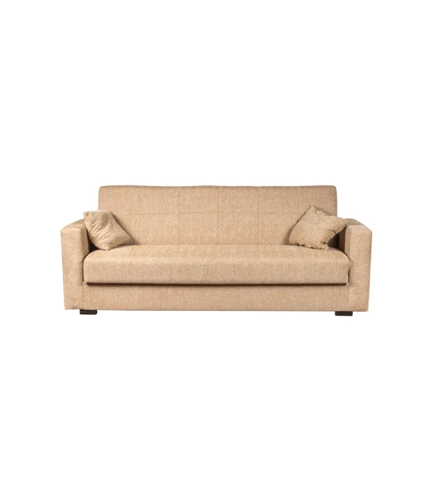 Divano letto "nora" 3 posti tessuto beige, 212x80x87 cm