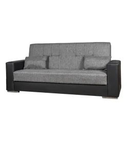 Divano letto "padova" 3 posti nero e grigio, 230x93x97 cm