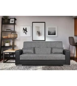 Divano letto "padova" 3 posti nero e grigio, 230x93x97 cm