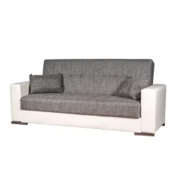 Divano letto "padova" 3 posti bianco grigio, 230x93x97 cm