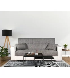 Divano letto "padova" 3 posti bianco grigio, 230x93x97 cm