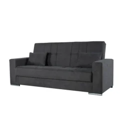 Divano letto "padova" 3 posti tessuto grigio, 230x93x97 cm