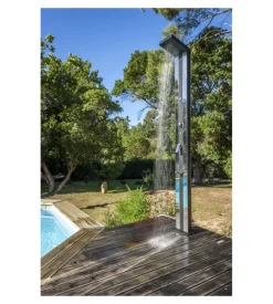 Doccia solare per giardino gre in alluminio con lavapiedi e sprayer 38 l - cod. dsalp38