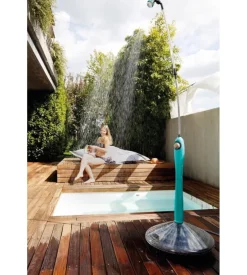 Doccia solare sunny style premium con acqua calda da esterno - azzurra
