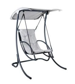 Dondolo da esterno singolo eurogarden "panorama" in acciaio con tettuccio grigio 133x140x167 cm