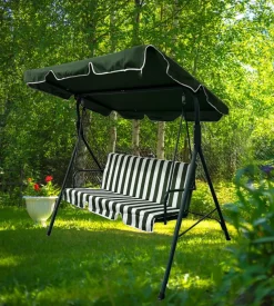 Dondolo da giardino 3 posti eurogarden "stripes" fantasia righe verdi 172x112x152 cm